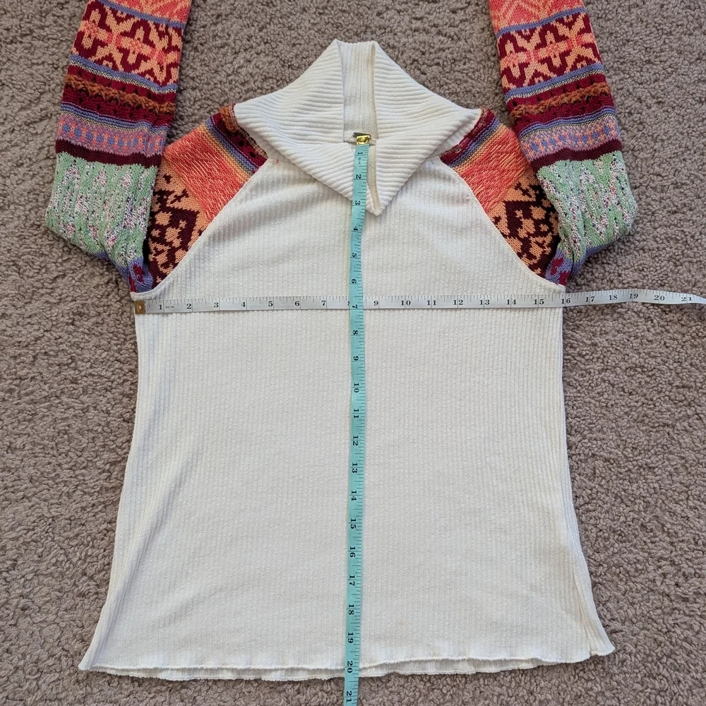 Free People Ivory Prism Ribbed Knit Sleeve Mock Neck Sweater Size XS